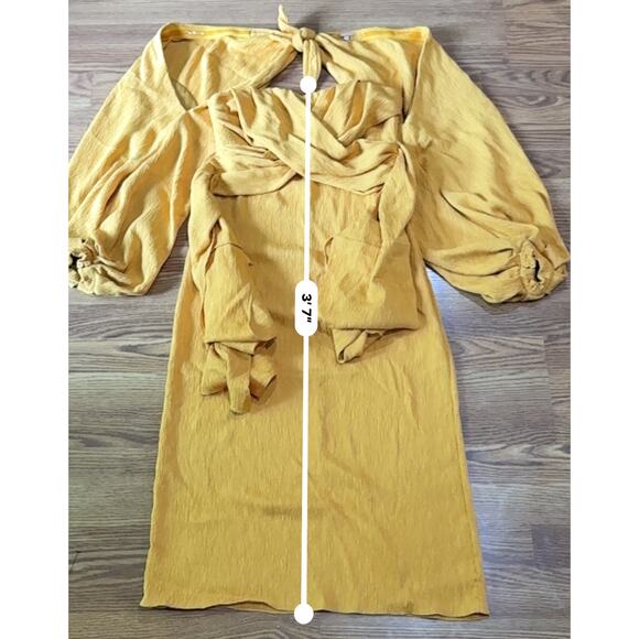 JOHANNA ORTIZ LUNA MIEL CRÊPE MIDI DRESS IN YELLOW size 8 - Picture 6 of 13